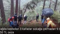 Dağda kaybolan 3 kafadar sokağa çıkmadan 9 bin 450 TL ceza