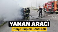Yanan aracı itfaiye ekipleri söndürdü