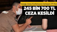 Sokağa Çıkma Kısıtlamasına Uymayan 273 Kişiye 245 Bin 700 TL Ceza Kesildi !!!