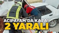 Acıpayamda Kaza, Kontrolden çıkan otomobil refüje çarptı: 2 yaralı!!
