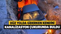 Düz yolda giderken kendini kanalizasyon çukurunda buldu!!