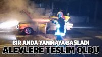 Park halindeki araç alevlere teslim oldu!!