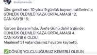 Kurban Bayramı’nda trafik kazalarında 31 kişi hayatını kaybetti