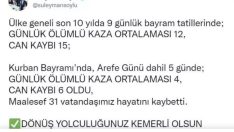 Kurban Bayramı’nda trafik kazalarında 31 kişi hayatını kaybetti