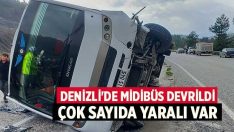 Denizli’de midibüs devrildi çok sayıda yaralı