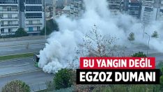 Egzoz dumanı nedeniyle ana caddede trafik durdu